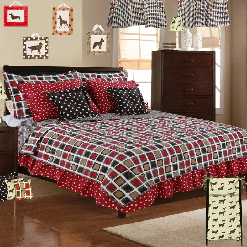 Cotton Tale Houndstooth Geometric 2 Piece Reversible Quilt Bedding Set