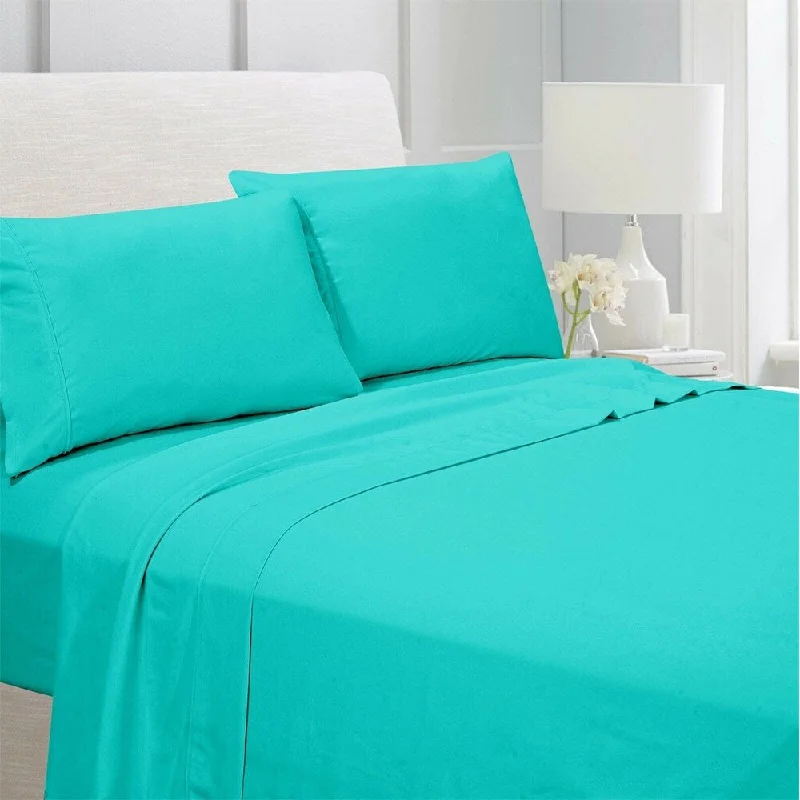 Egyptian Comfort 1800 Count 4 Piece Bed Sheet Set King Turquoise