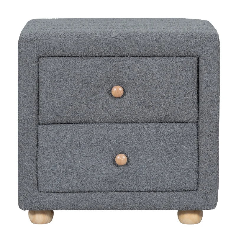 Gray Teddy Fleece Finish Nightstand, Bedroom Condos Lamp Table