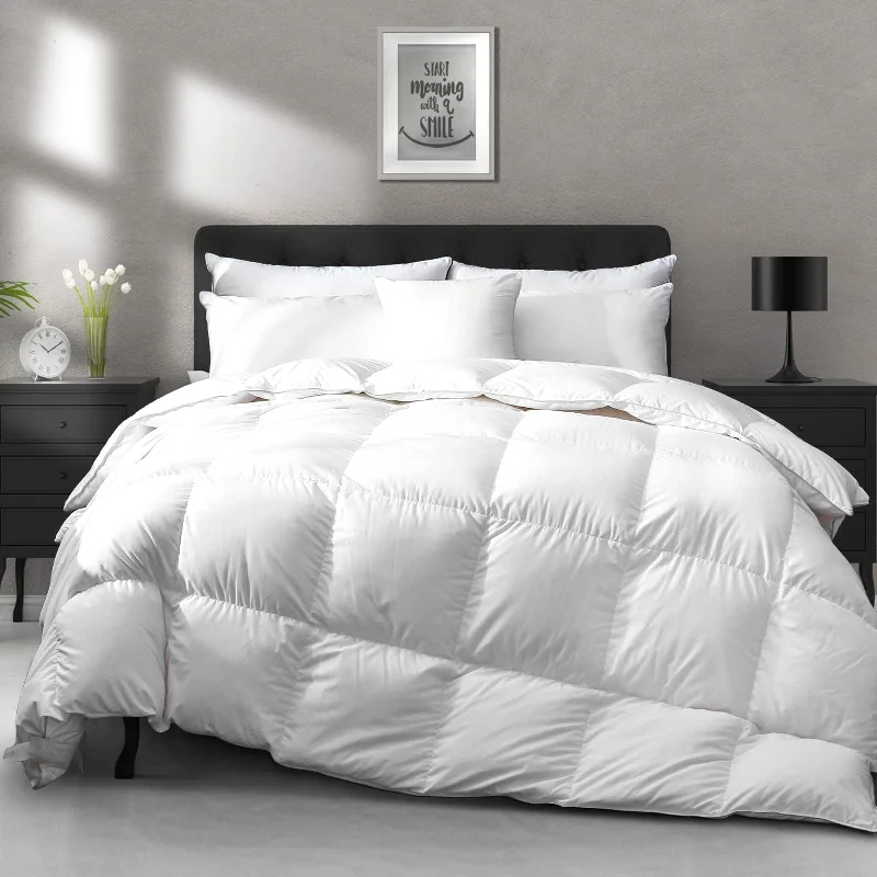 Lightweight Goose Feather Down Comforter King Cooling Bed Comforter, Hotel Collection 750 Fill-Power Thin Duvet Insert, 106x90