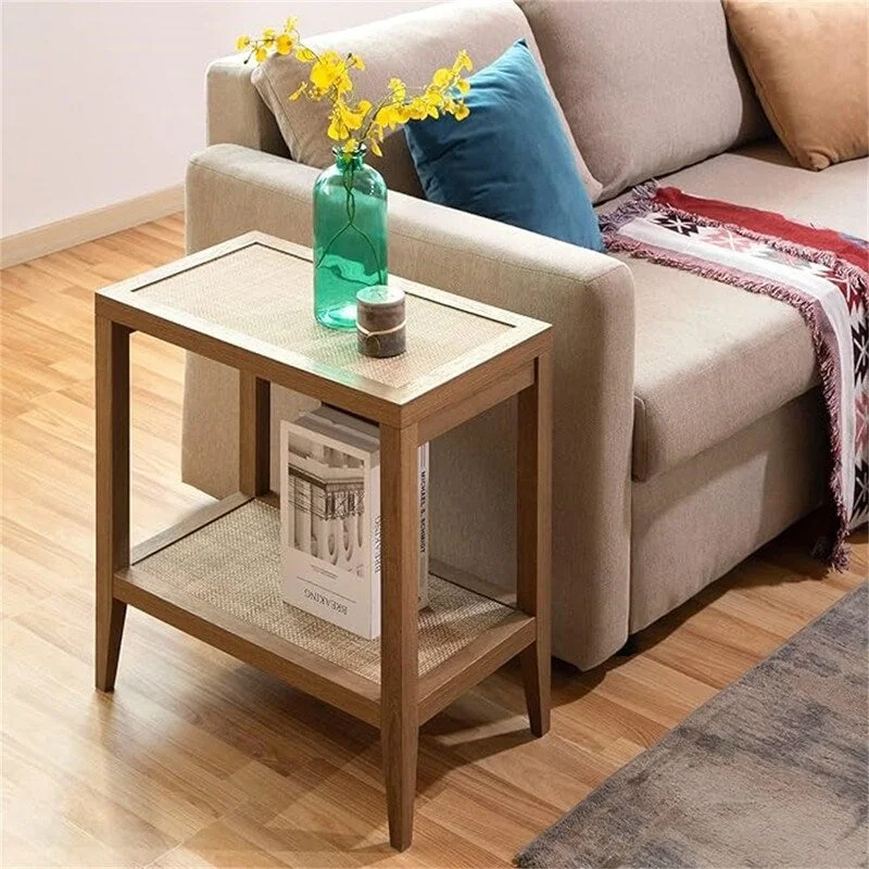 Rattan Nightstand Bedside Table