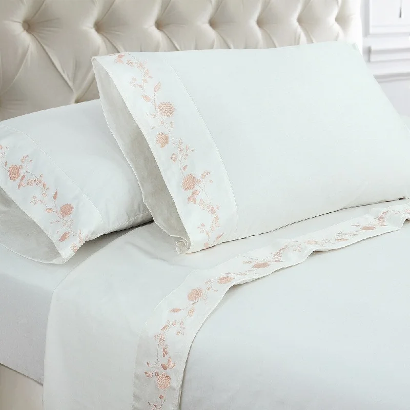 Rose Vines 300 Thread Count Cotton Sateen Bed Sheet Set