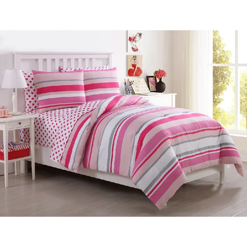 VCNY Montana Pink and White Cabana Stripe 5 & 7-piece Bed in a Bag