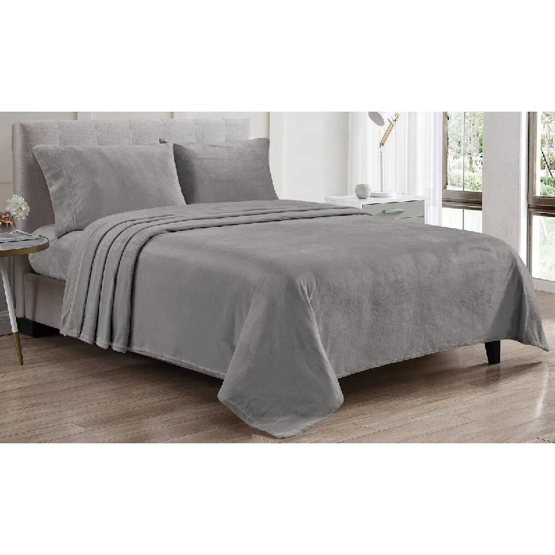 Luxury Elegance Extra Soft Velvet Touch Microplush Sheet Set - Grey Forest Friends